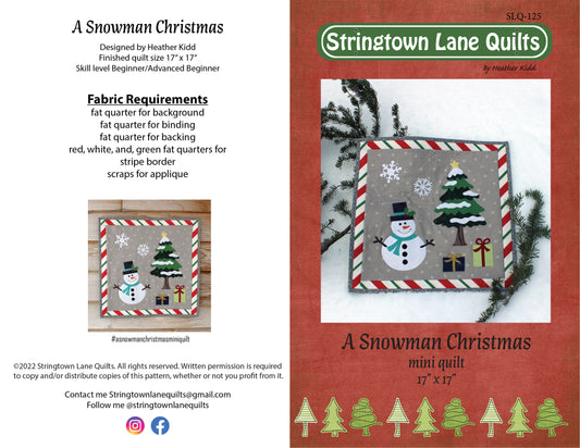A Snowman Christmas Mini Quilt PDF Pattern