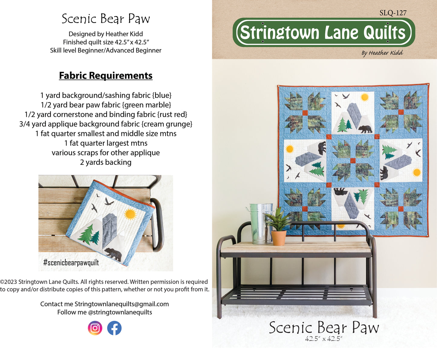 Scenic Bear Paw Quilt Pattern PDF