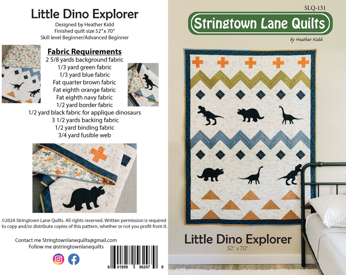 Little Dino Explorer Quilt Pattern PDF – stringtownlanequilts