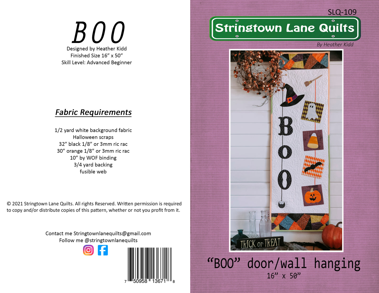 BOO Quilt Pattern PDF