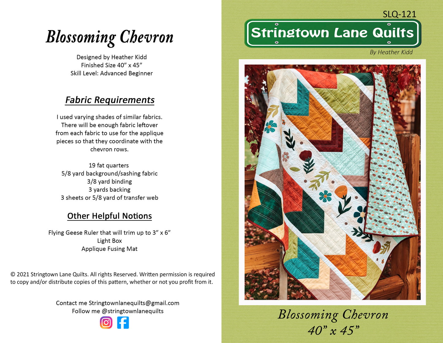 Blossoming Chevron Quilt Pattern PDF